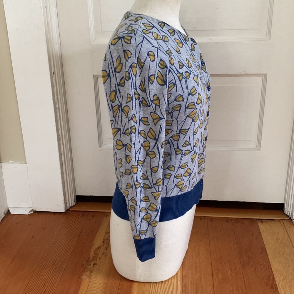 Hanna Andersson Grey‎ Floral Cotton Caridigan XS - Picture 2 of 5